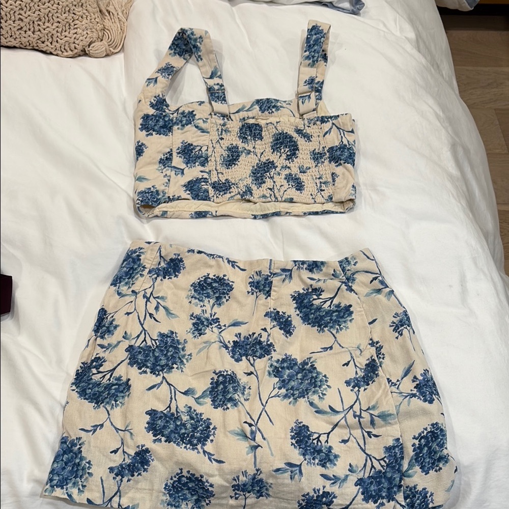Abercrombie & Fitch Scarlett Blue Floral Top and Skort set - Picture 5 of 5